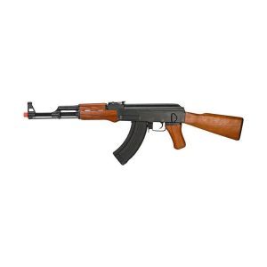 CYMA Standard AK47 Full Metal Real Wood Blowback Airsoft AEG Rifle, Wood/Black