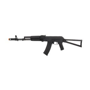 Lancer Tactical AK-74M AEG Airsoft Rifle, Skeleton Foldable Stock, Black